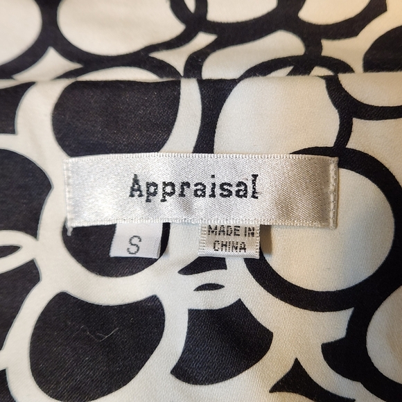 Appraisal Jacket Black White Circle Print Small Large Button A Frame Flare - Picture 12 of 14